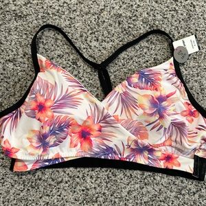PINK sport flower sports bra gym to swim XL top NWTs